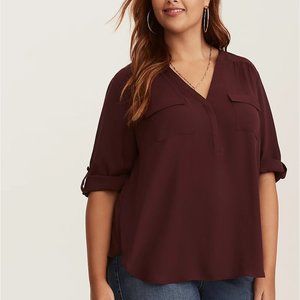 HARPER - BURGUNDY GEORGETTE PULLOVER BLOUSE